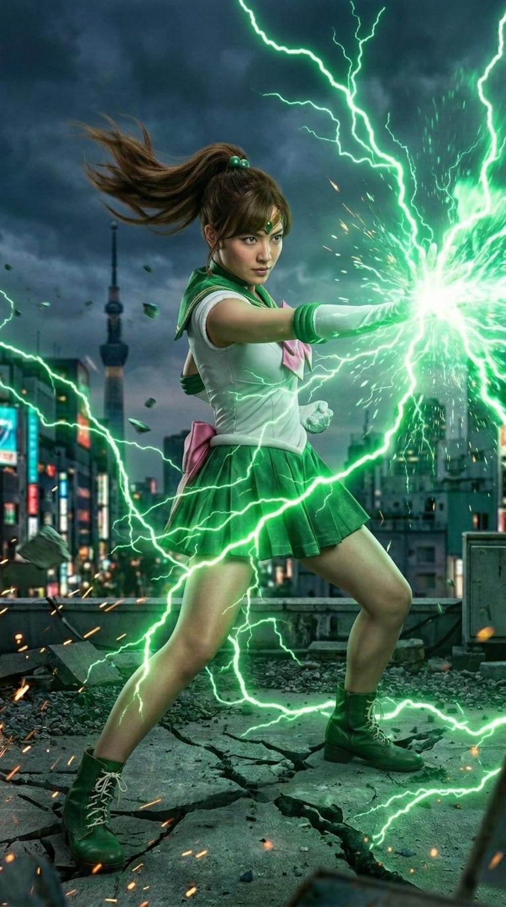 戦闘シーンなセーラー服女の子