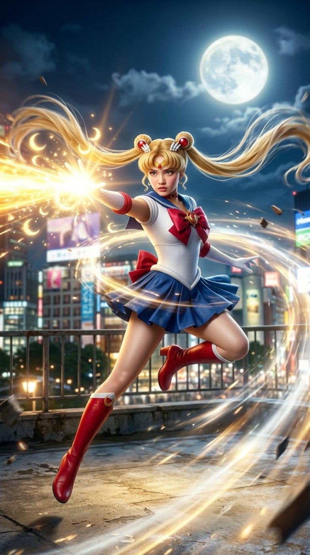 戦闘シーンなセーラー服女の子