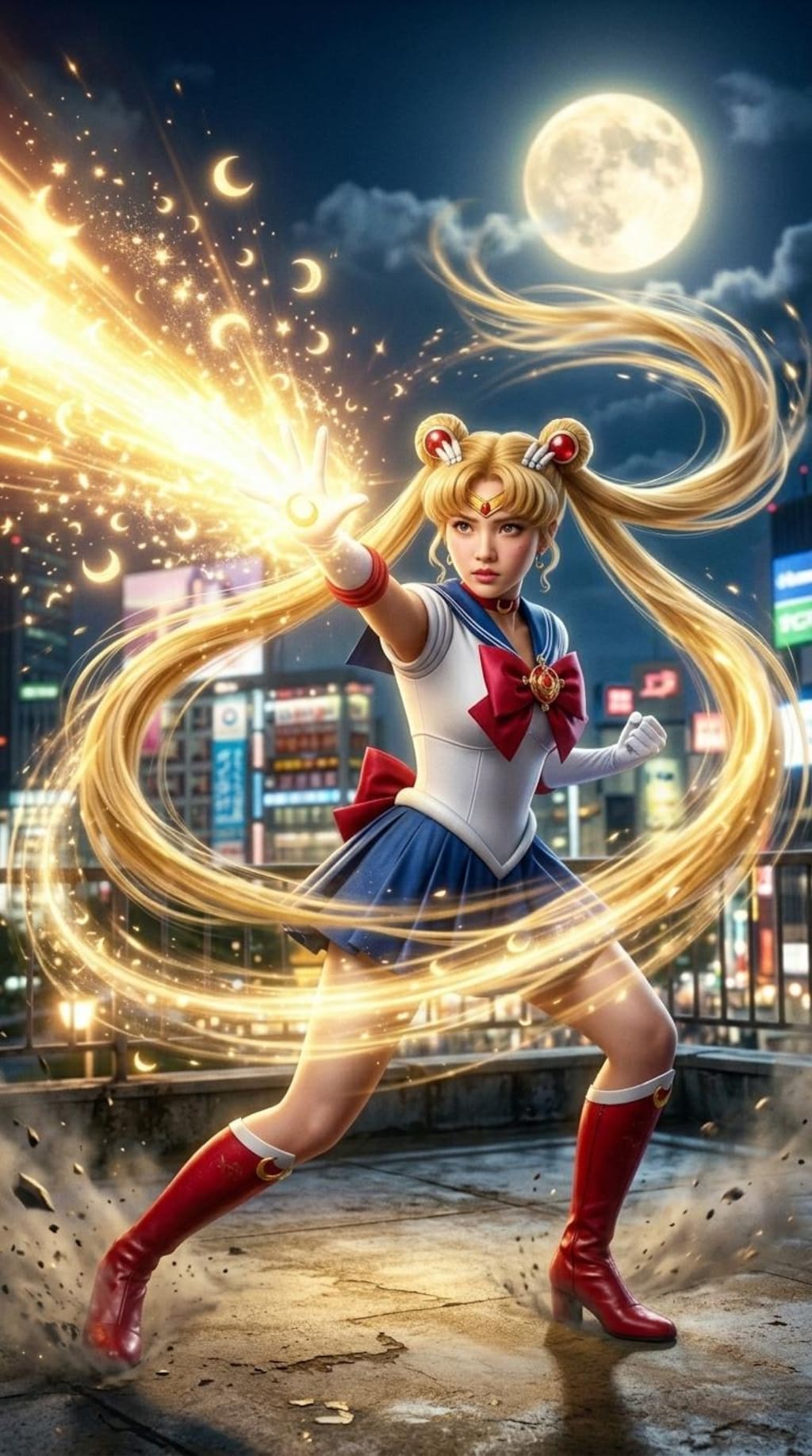 戦闘シーンなセーラー服女の子