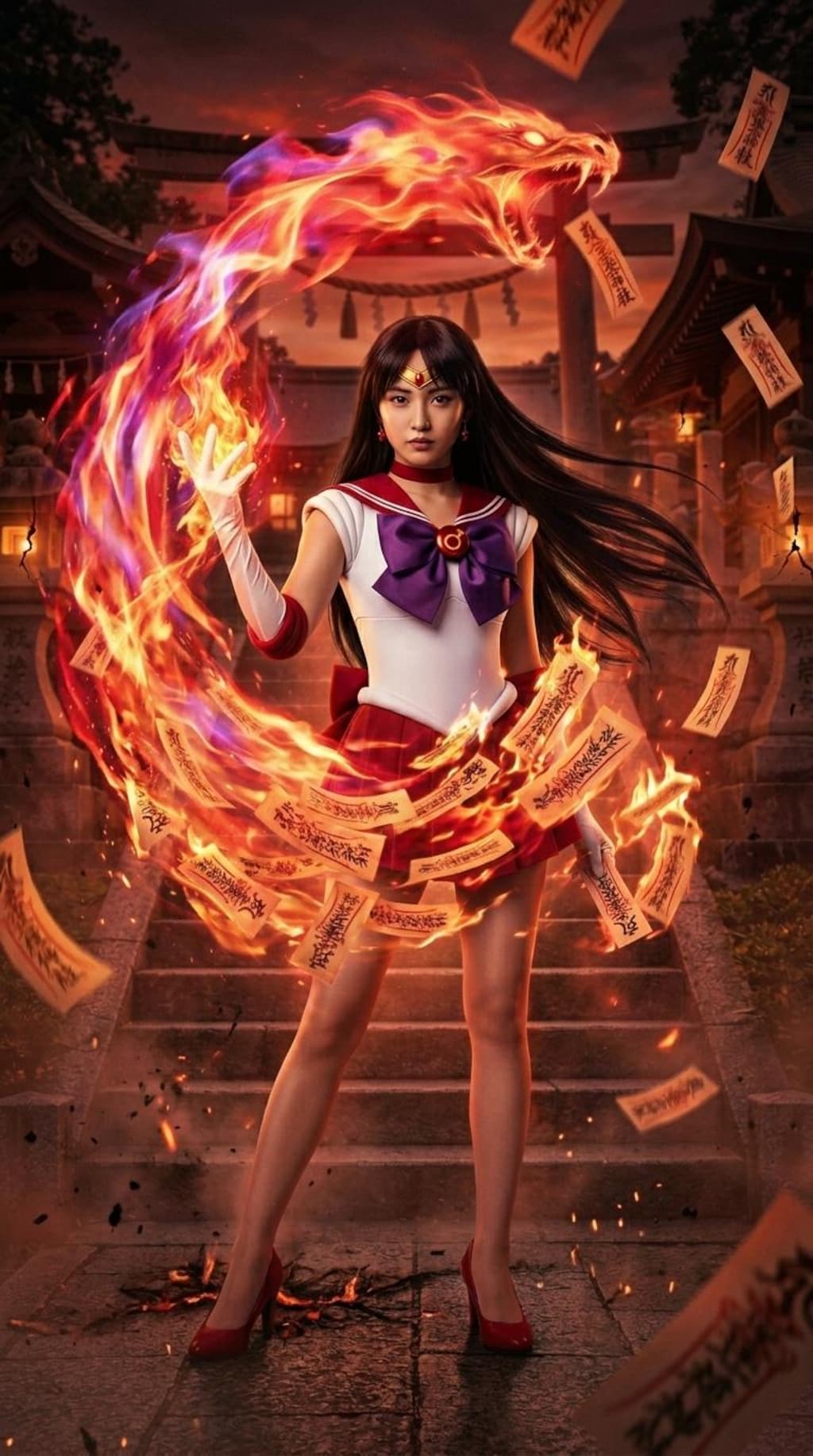 戦闘シーンなセーラー服女の子