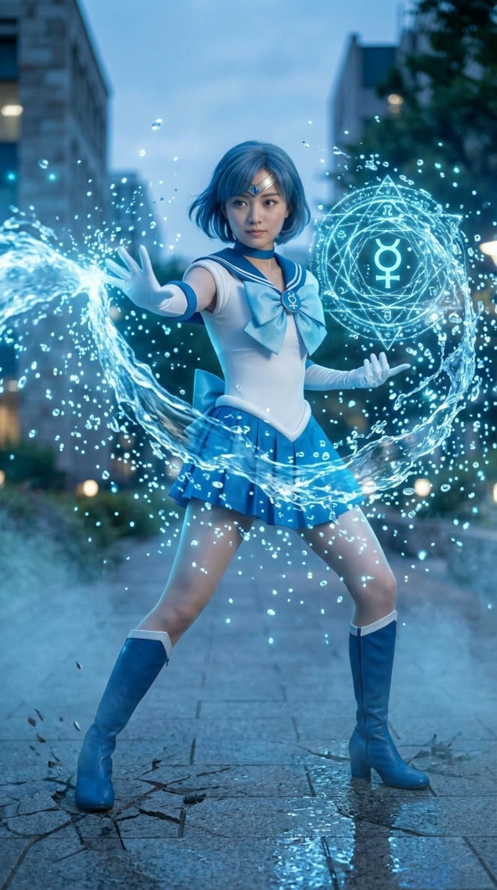 戦闘シーンなセーラー服女の子