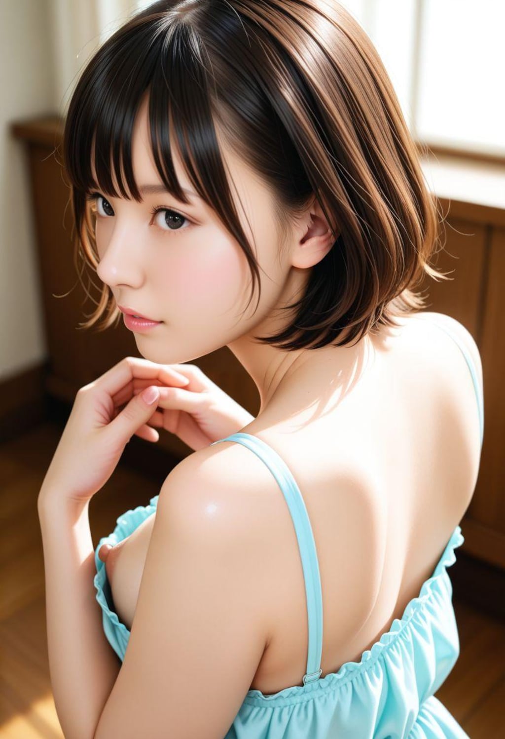 上から覗くな♥
