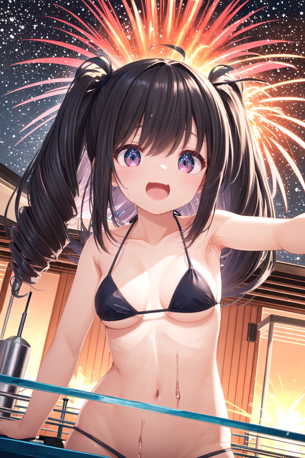 「ねぇっ、こっちおいでよ！いっしょに花火見よーよ！水着がないって？キミなら裸でも問題ないよっ♥」（ロリっ子大集合・一般向けの２１）