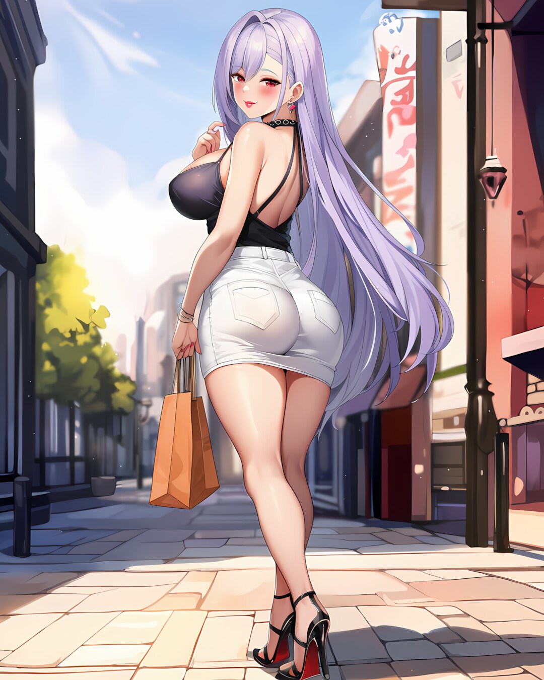 午後の街角。ショッピングデート中の誘惑👠