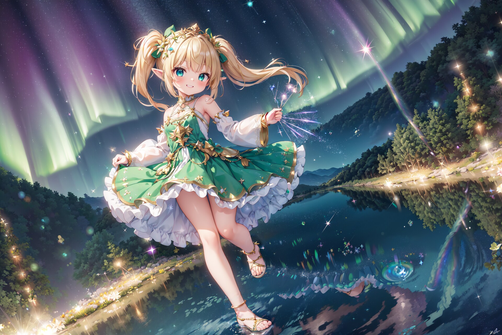 オーロラとエルフとパーティクル | の人気AIイラスト・グラビア