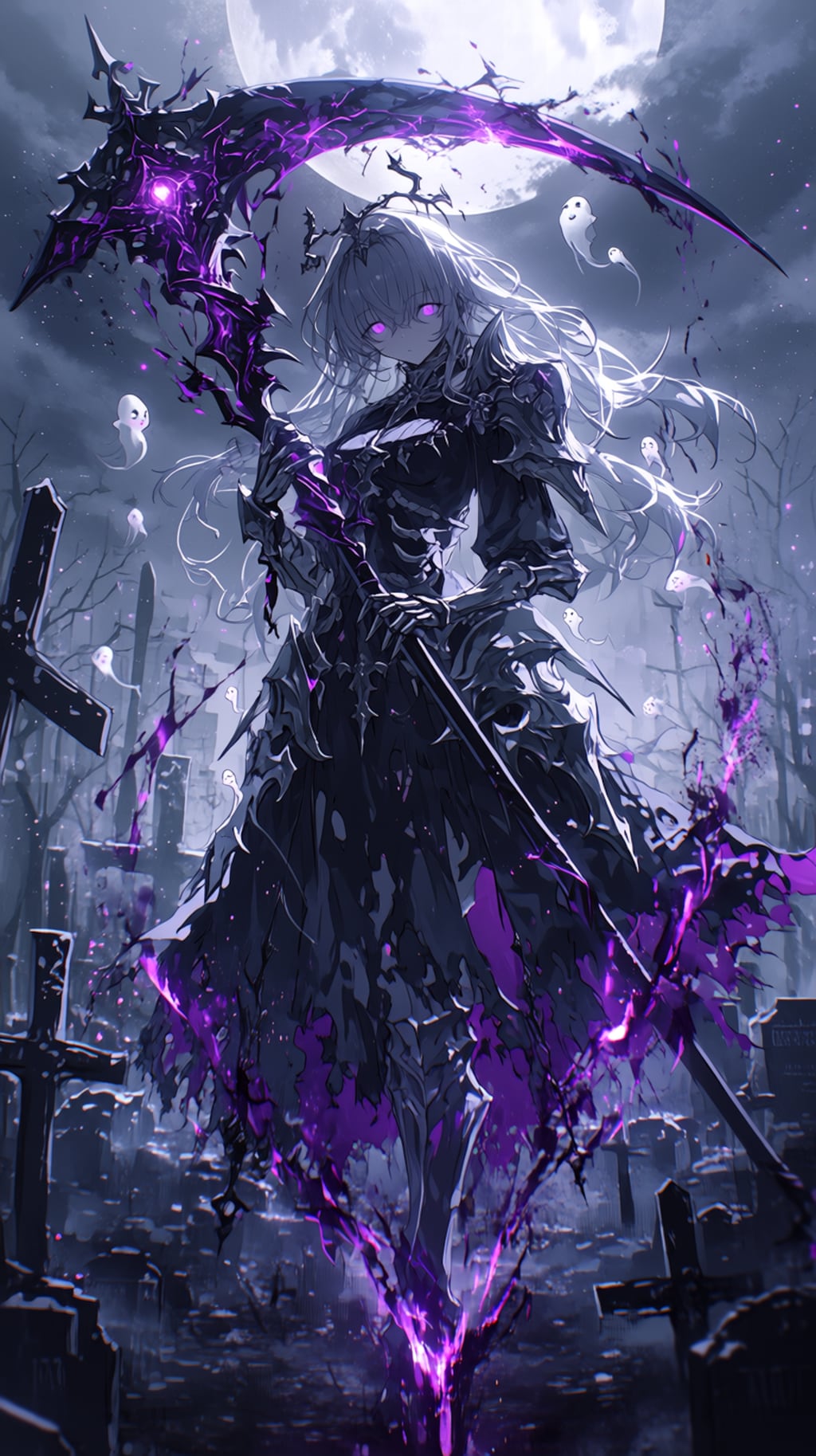 Moonlit Soul Reaper — She harvests souls beneath the silent moon —