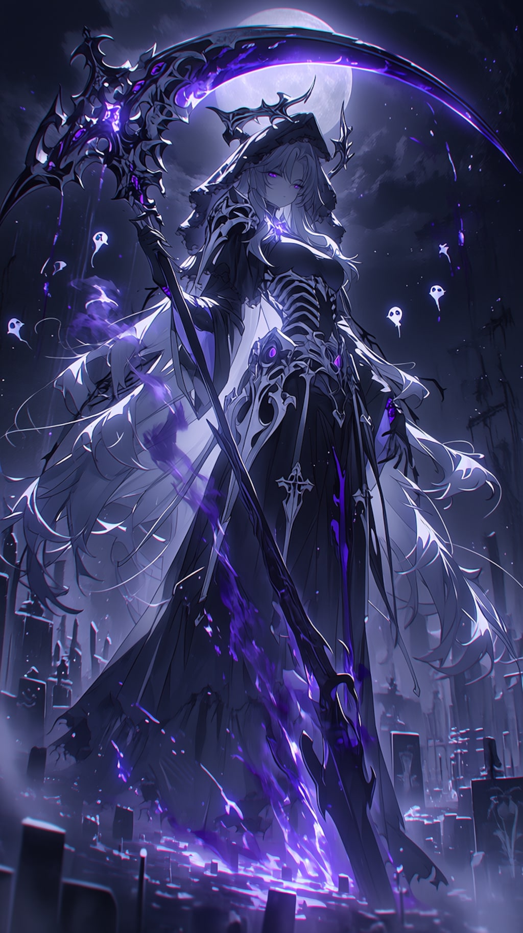 Moonlit Soul Reaper — She harvests souls beneath the silent moon —