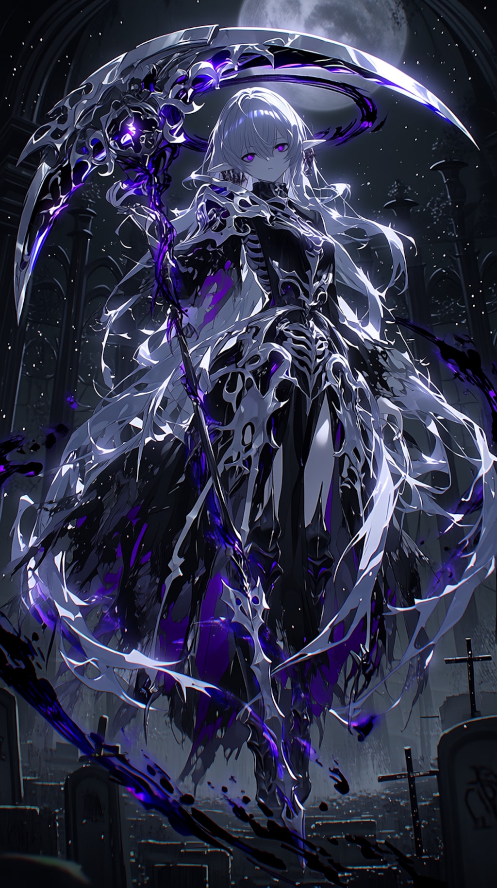 Moonlit Soul Reaper — She harvests souls beneath the silent moon —