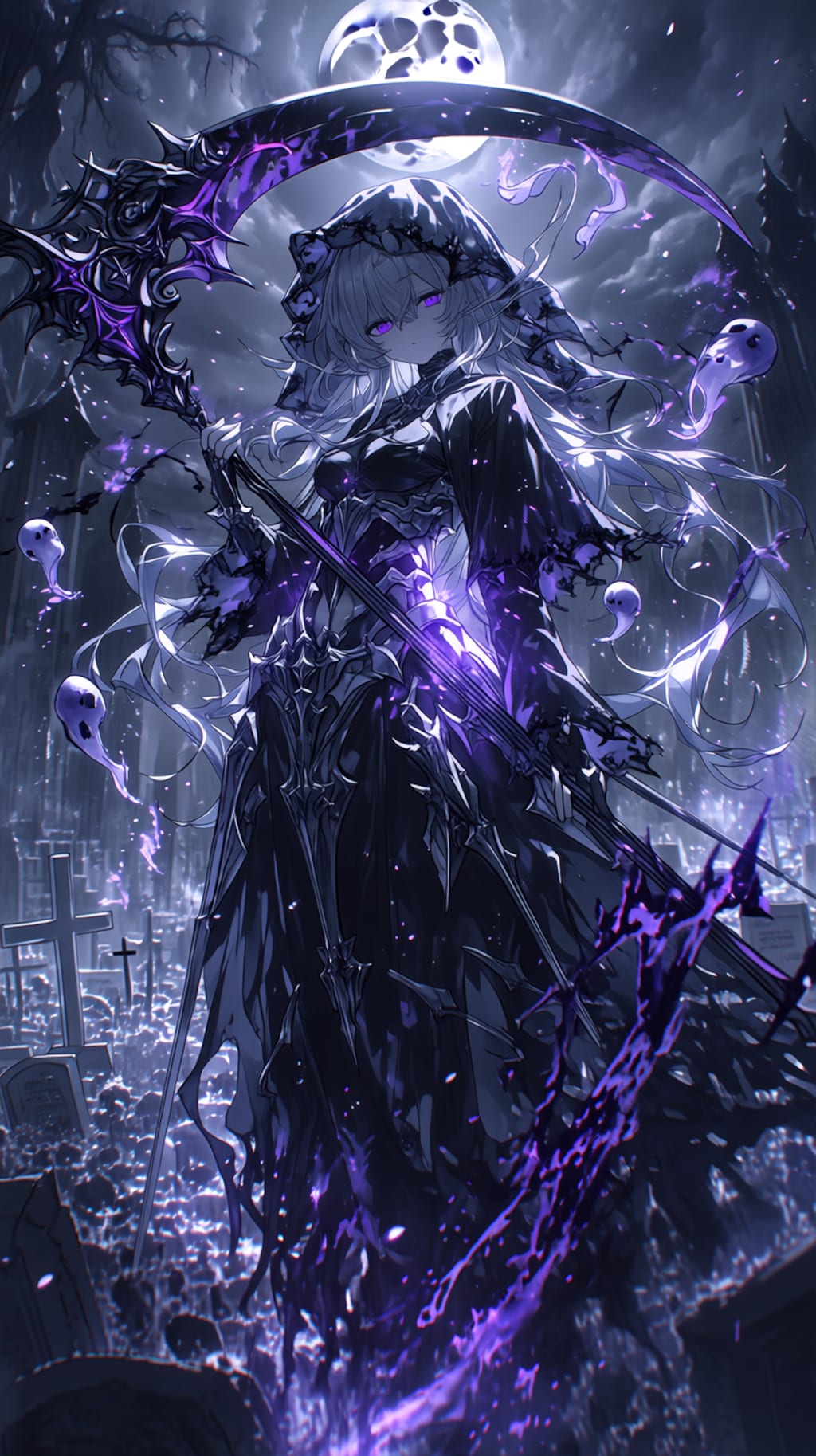 Moonlit Soul Reaper — She harvests souls beneath the silent moon —