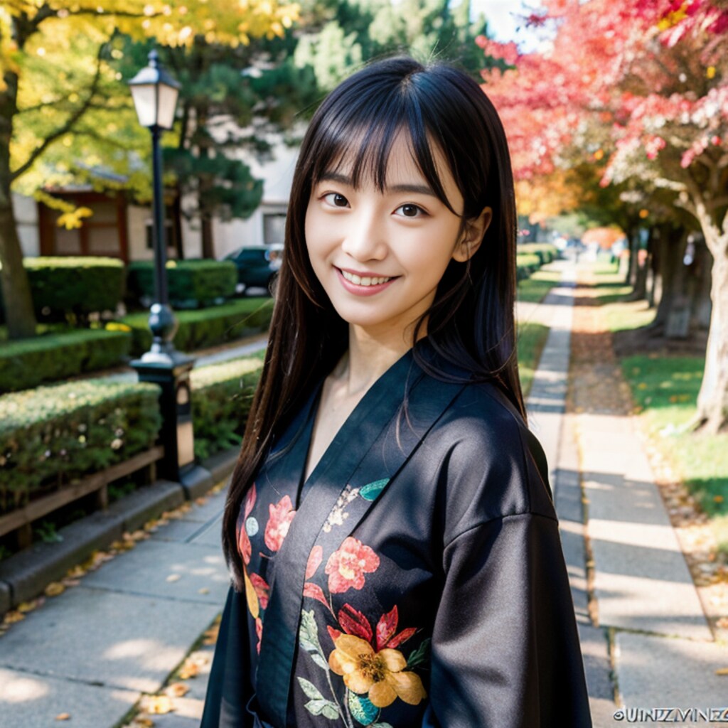 紅葉の神社で💜➁