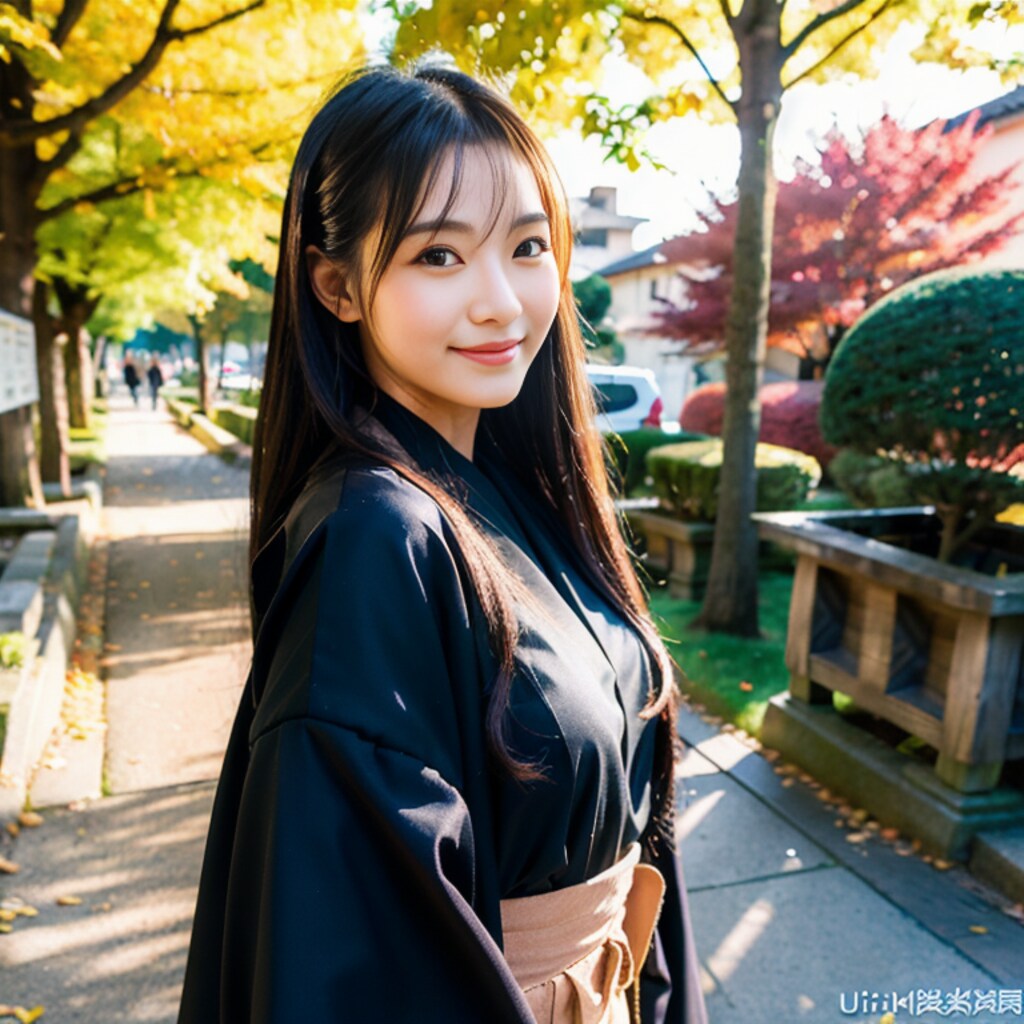 紅葉の神社で💜➁