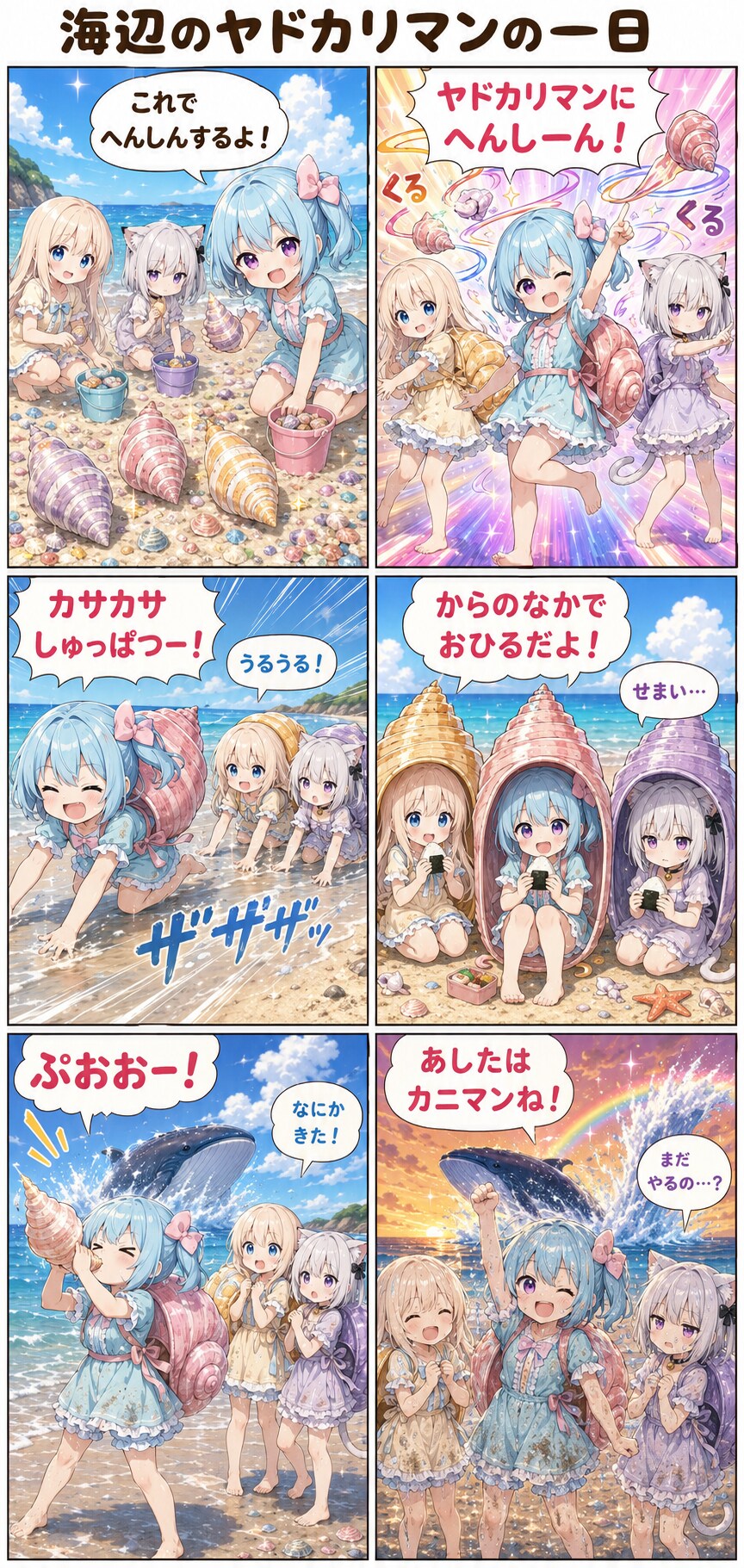 海辺のヤドカリマンの一日🐚🌊