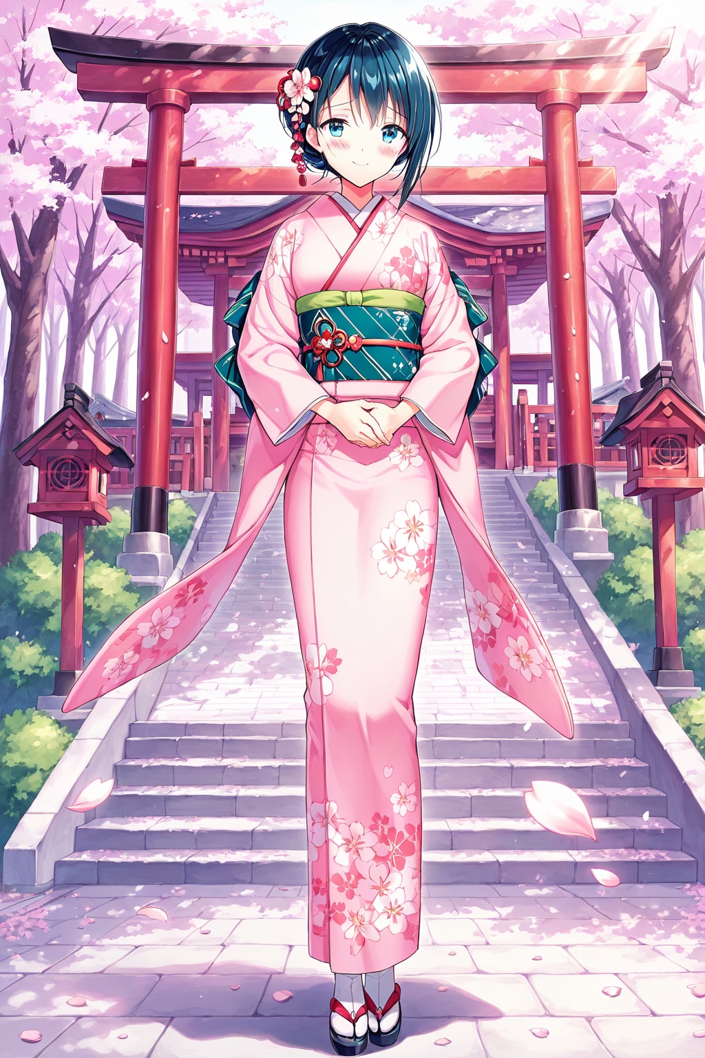 神社での着物デート（待ち合わせ）