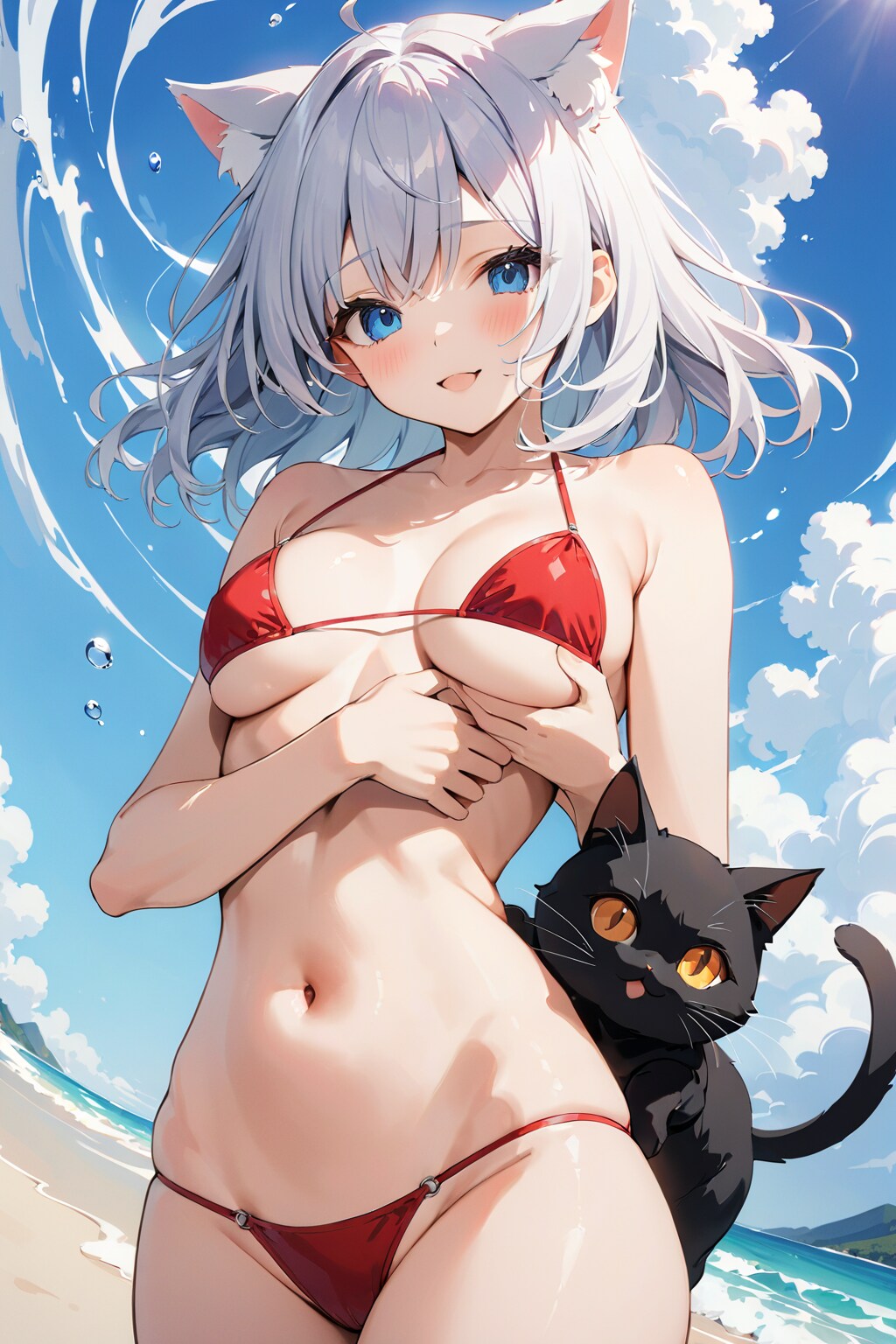 猫巫女様とクロネさんと海