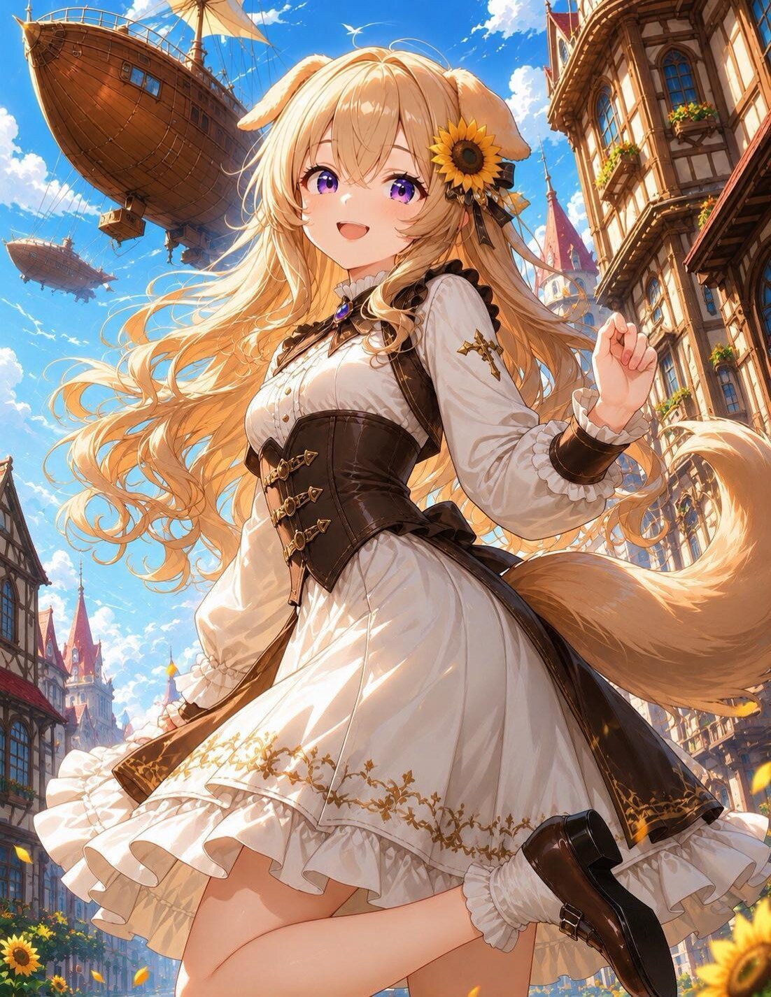 ファンタジー世界で商会のお嬢様風ミルフィちゃん(∩´∀`∩)💕 | の人気AIイラスト・グラビア