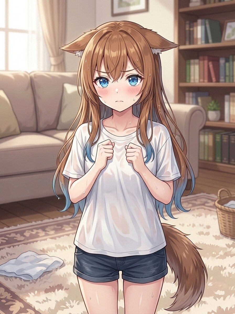 お風呂上がりの猫耳少女
