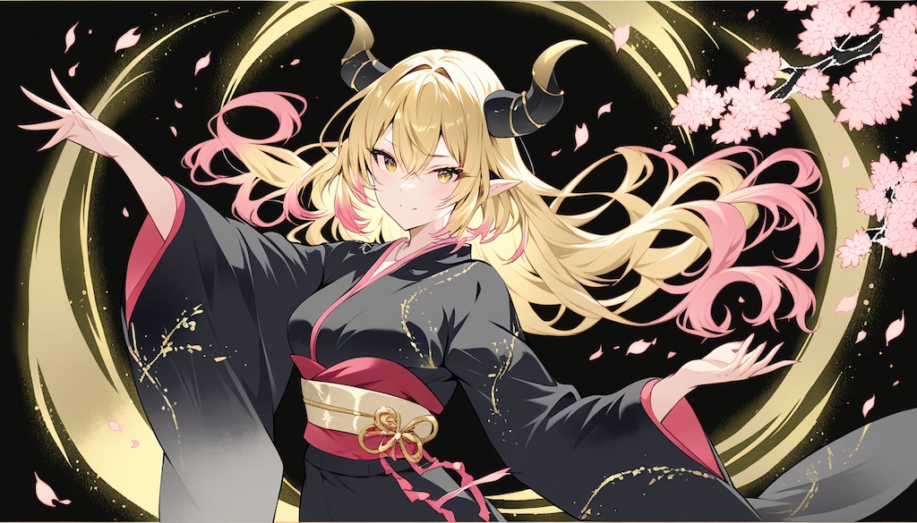 墨彩画を飾る花_20260417