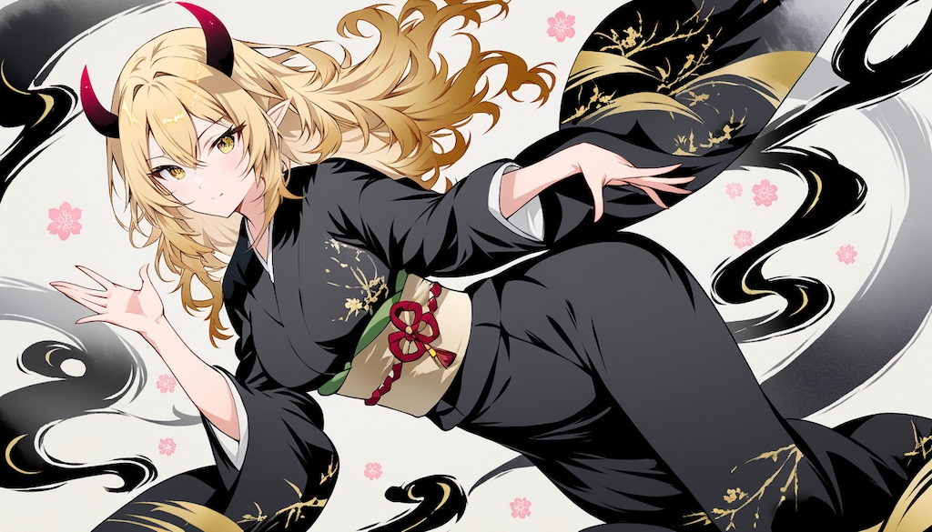 墨彩画を飾る花_20260417