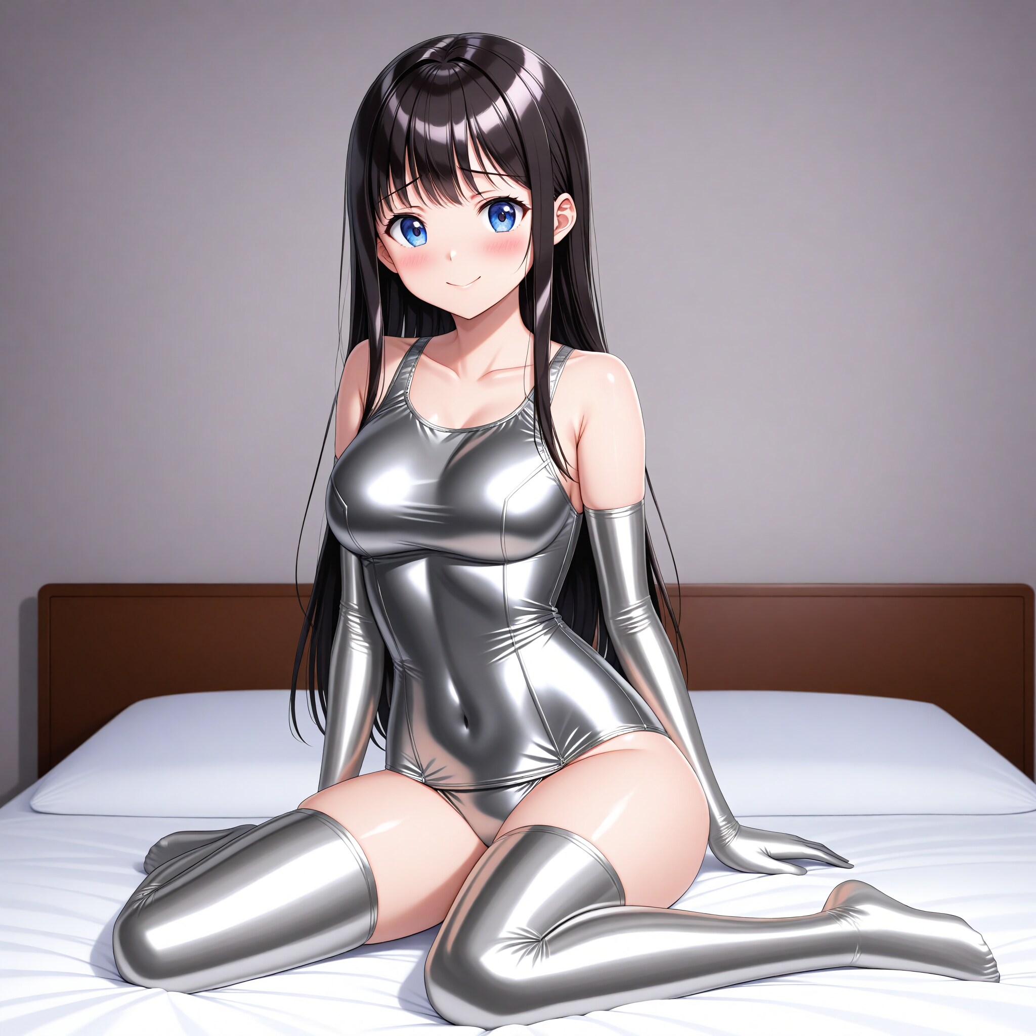 銀旧型スクール水着長手袋サイハイソックス
