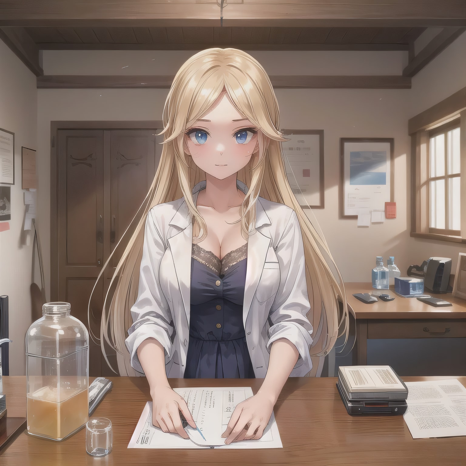 金髪ロングで白衣の少女２１ | の人気AIイラスト・グラビア