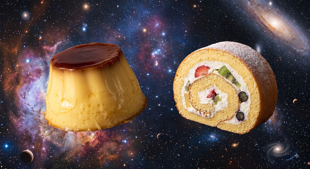 デザートのやってしまいよったえらいこっちゃサイズのプリンとロールケーキ