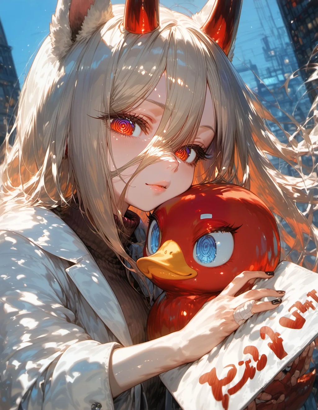 The Horned Maiden's Crimson Companion