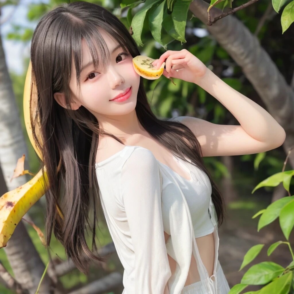 黒髪ロングでバナナの美女５２