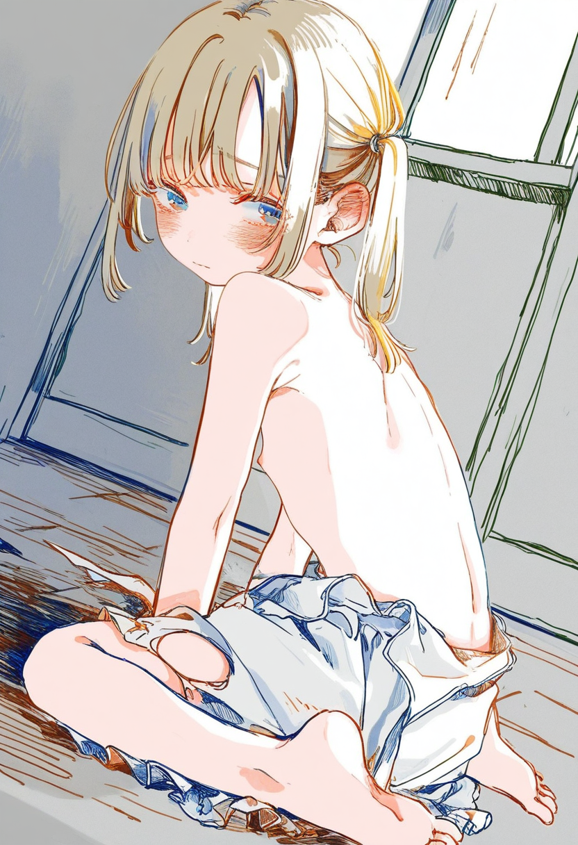 何かが起きた後の女の子