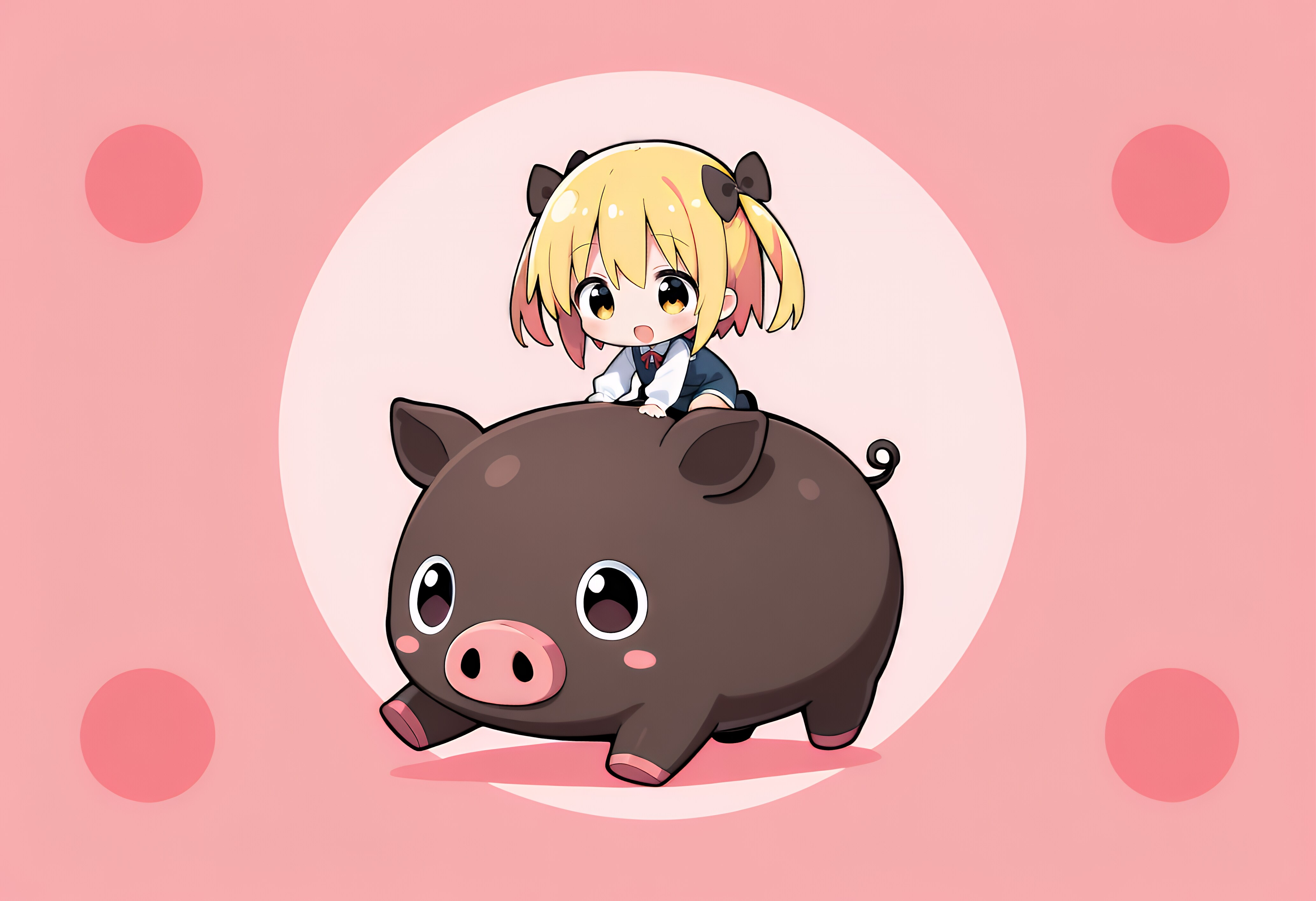 豚ちゃんと私 | の人気AIイラスト・グラビア