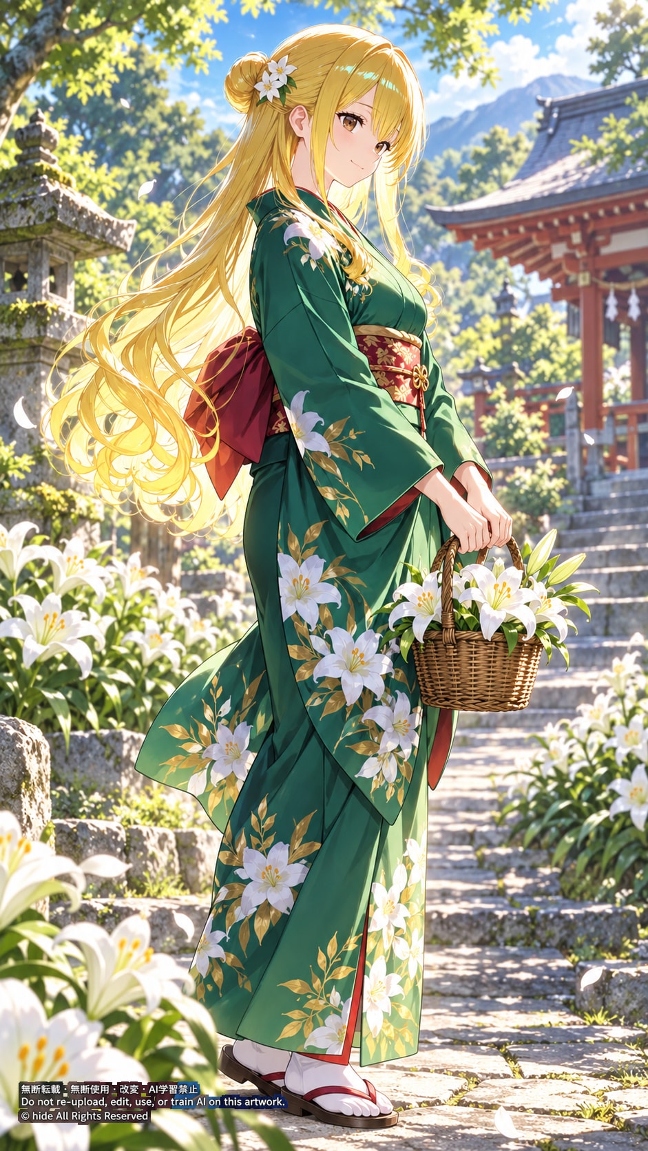 🟡 サクヤヒメさん、花かごを手に | の人気AIイラスト・グラビア
