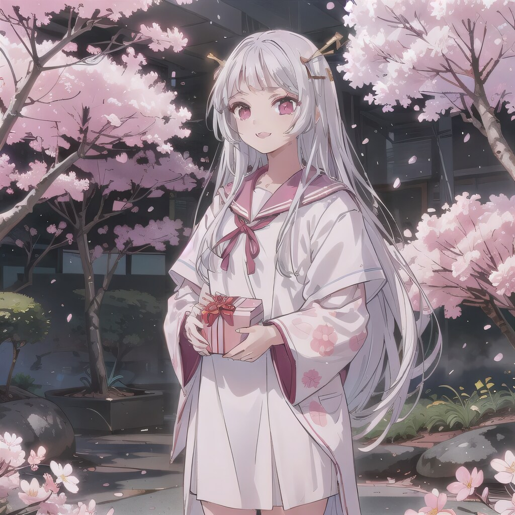 白髪ロングでセーラー服の少女２