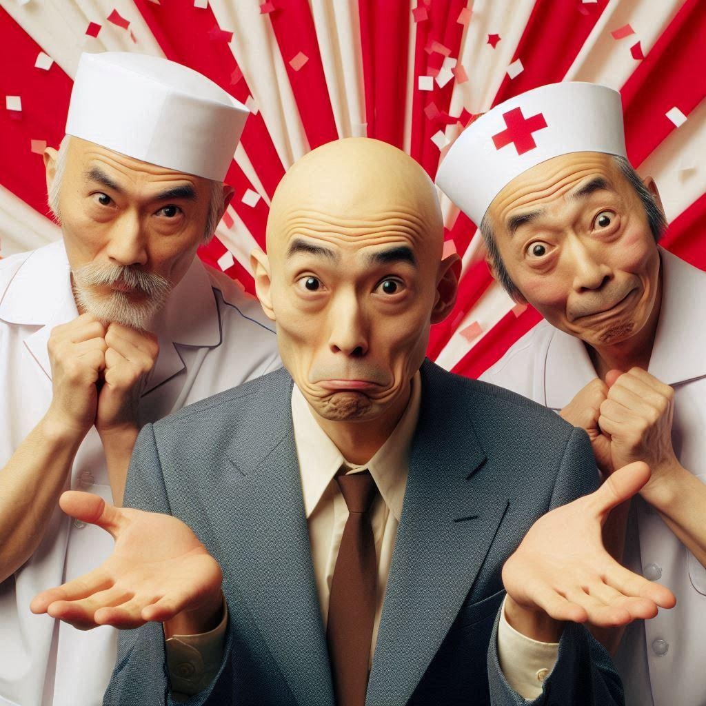 ナースのぶお2号と3ショット