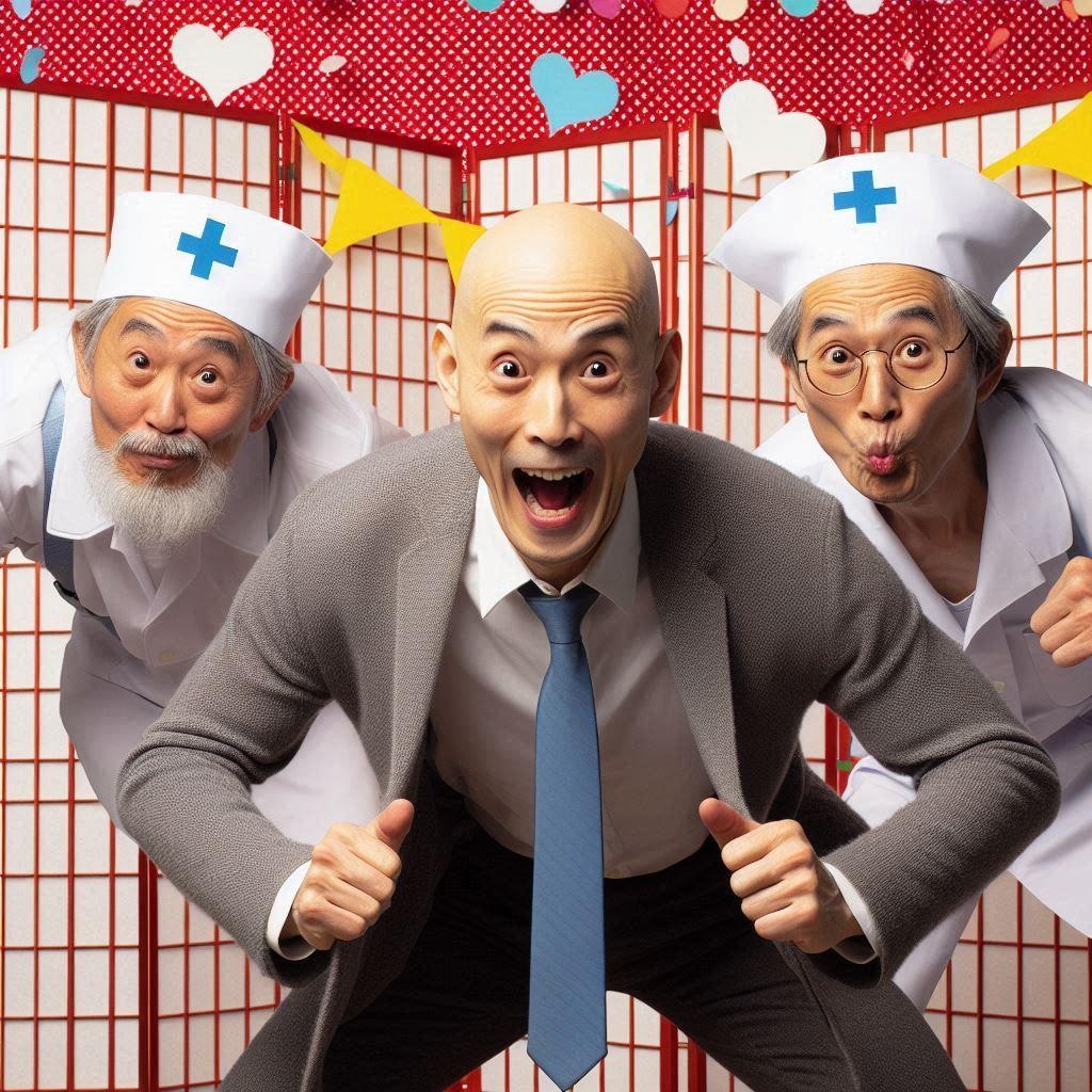 ナースのぶお2号と3ショット
