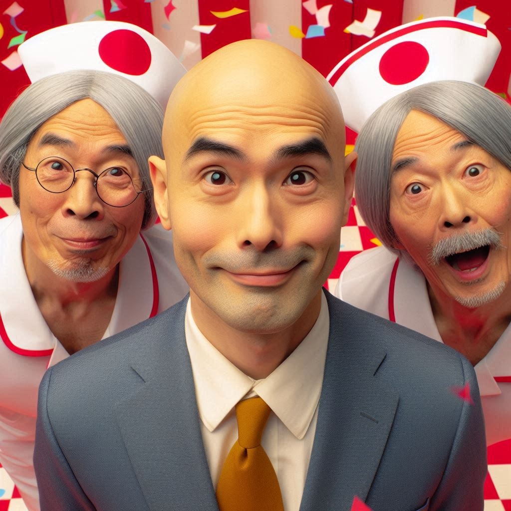 ナースのぶお2号と3ショット