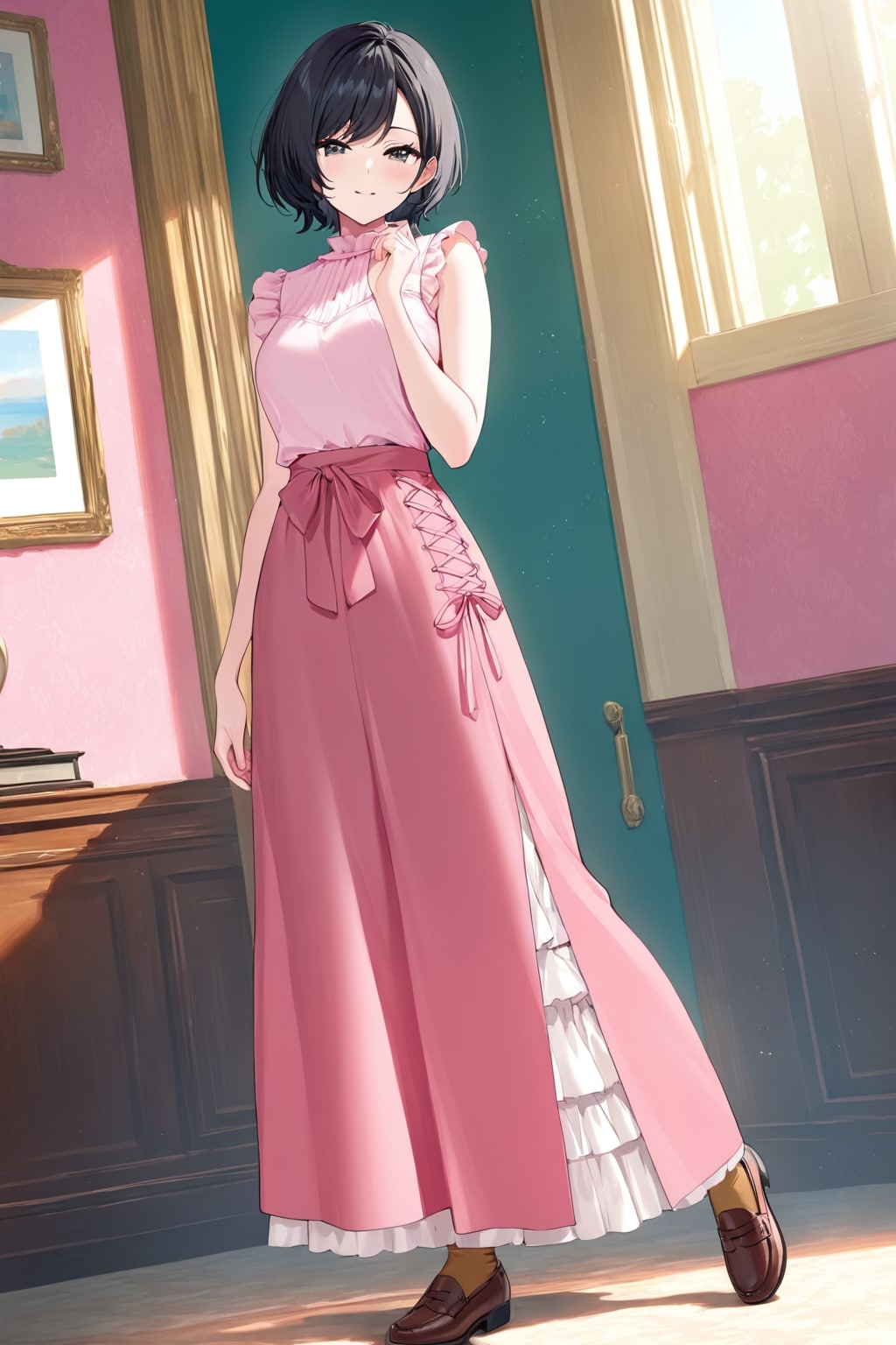 Aine-chan in a pink dress