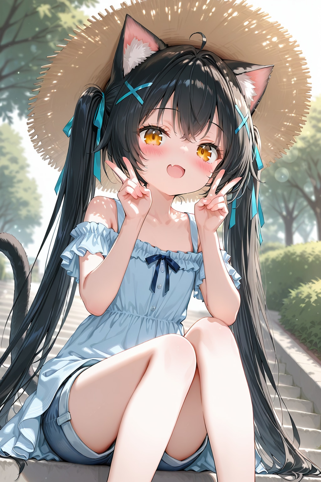 ネコミミストローハット
