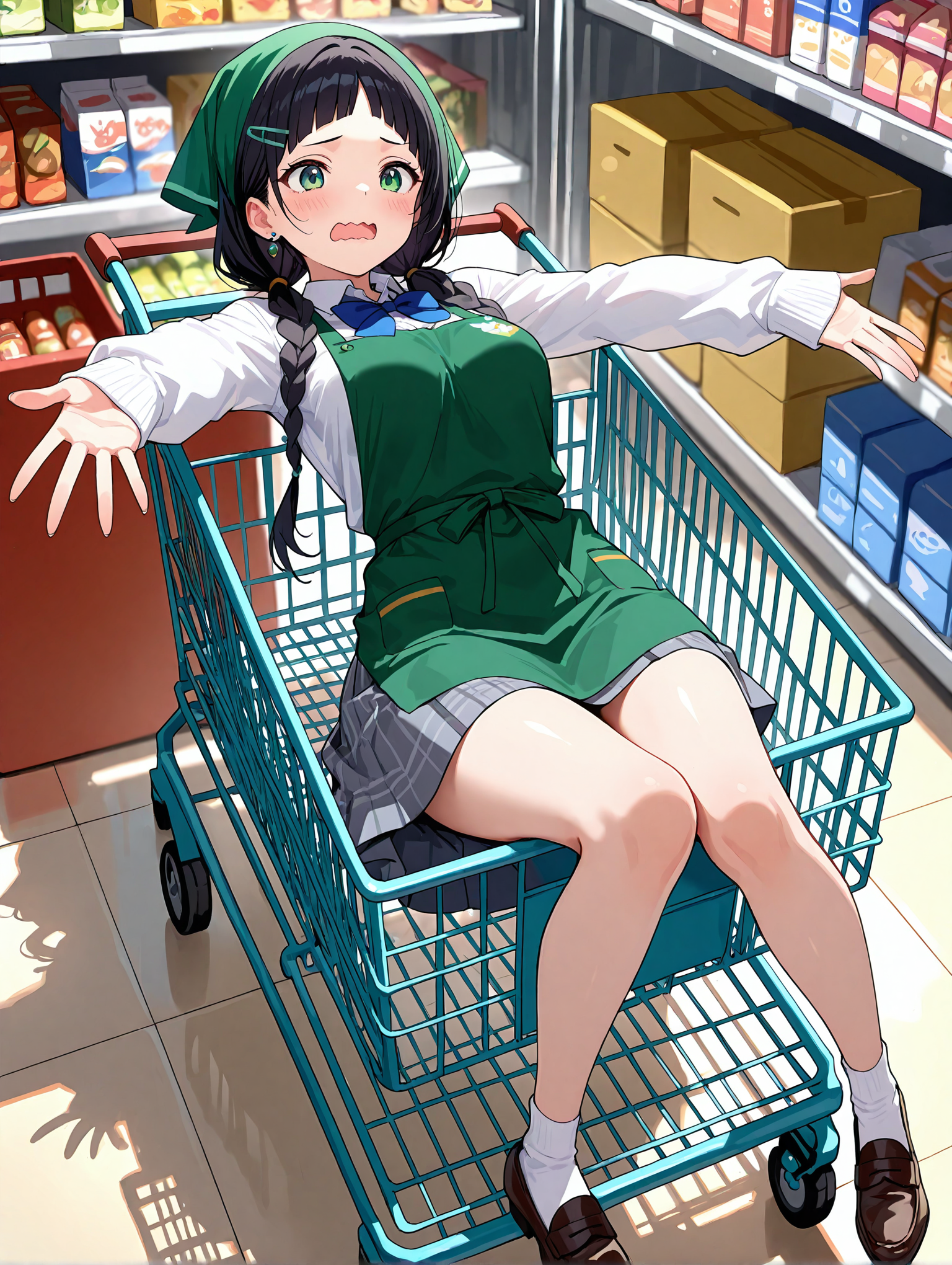 なぜか、ショッピングカートに乗っかってるこよみちゃん | の人気AIイラスト・グラビア