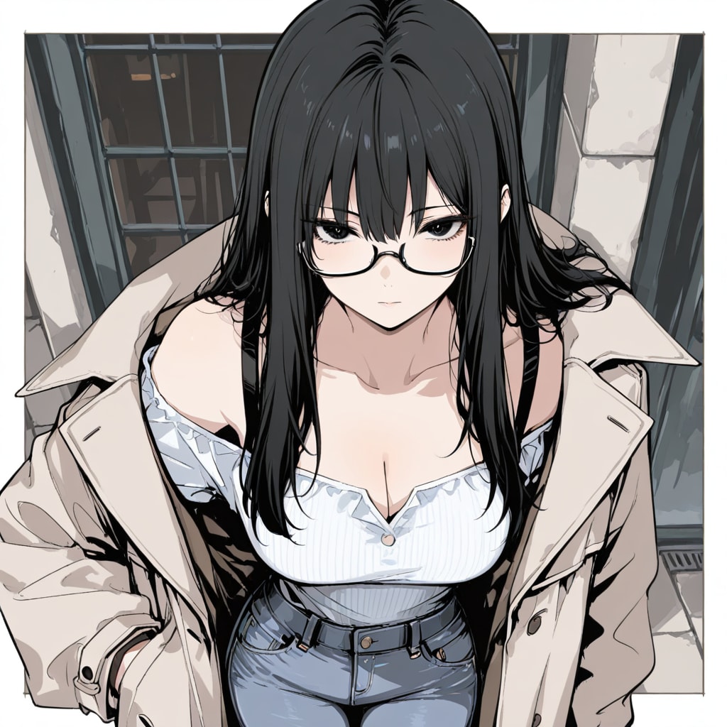 下縁メガネのお姉さん