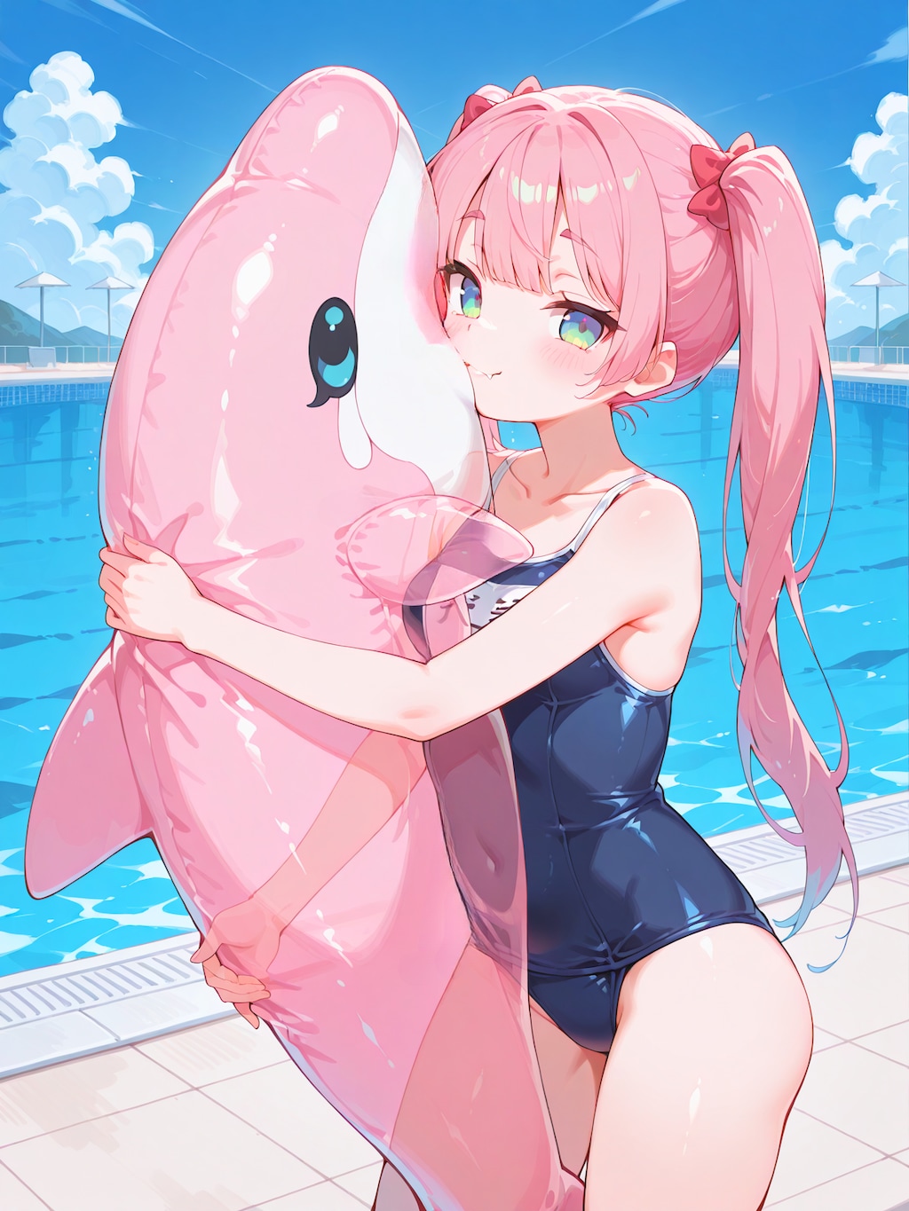 スク水少女とシャチフロートのアツい夏