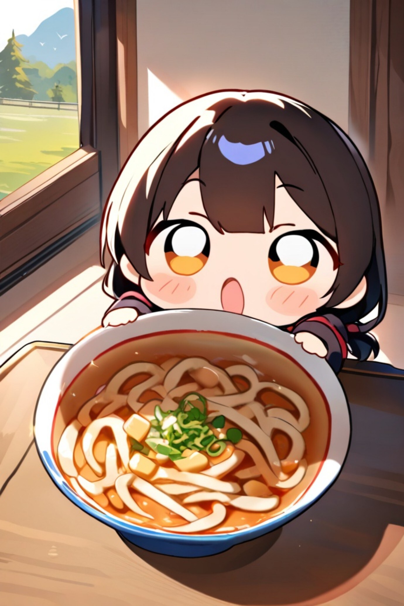 うどんと黒髪ちゃん | の人気AIイラスト・グラビア