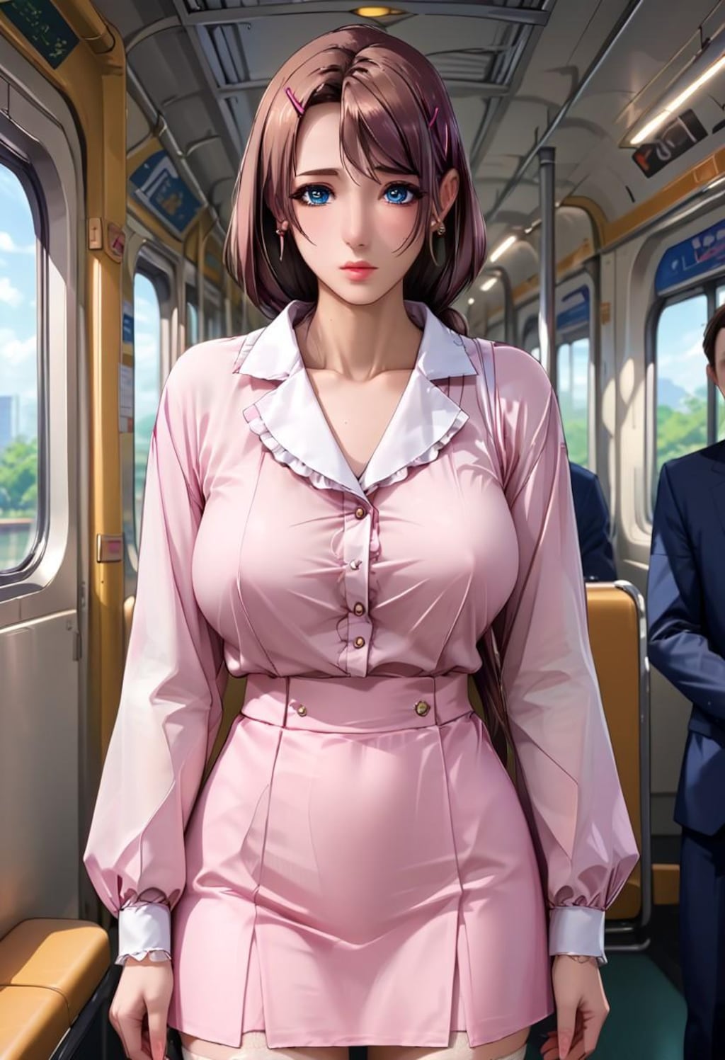電車内で見つけた爆乳美女