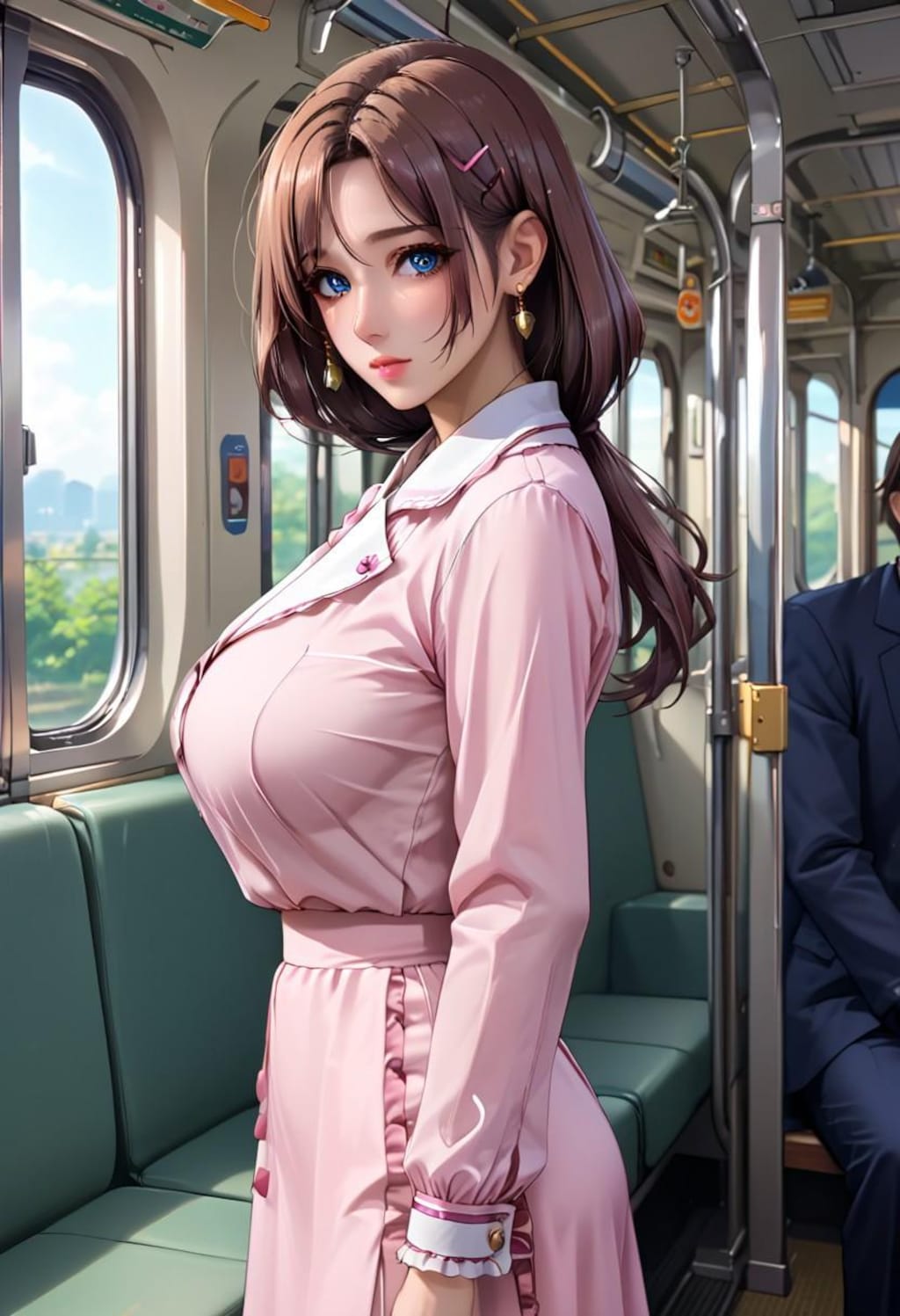 電車内で見つけた爆乳美女