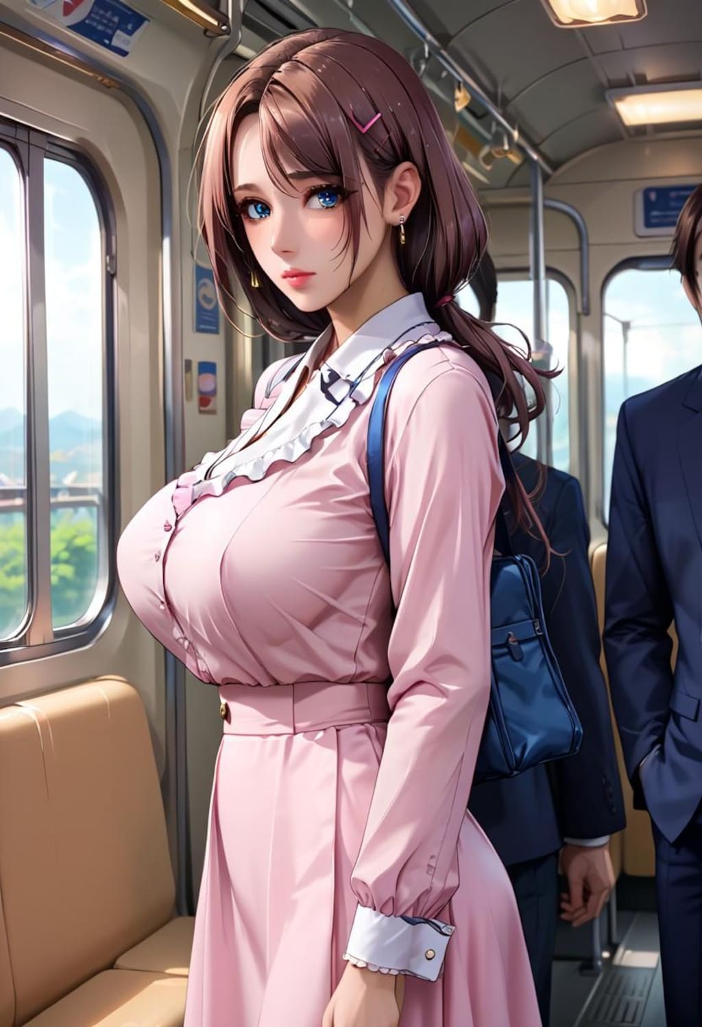 電車内で見つけた爆乳美女