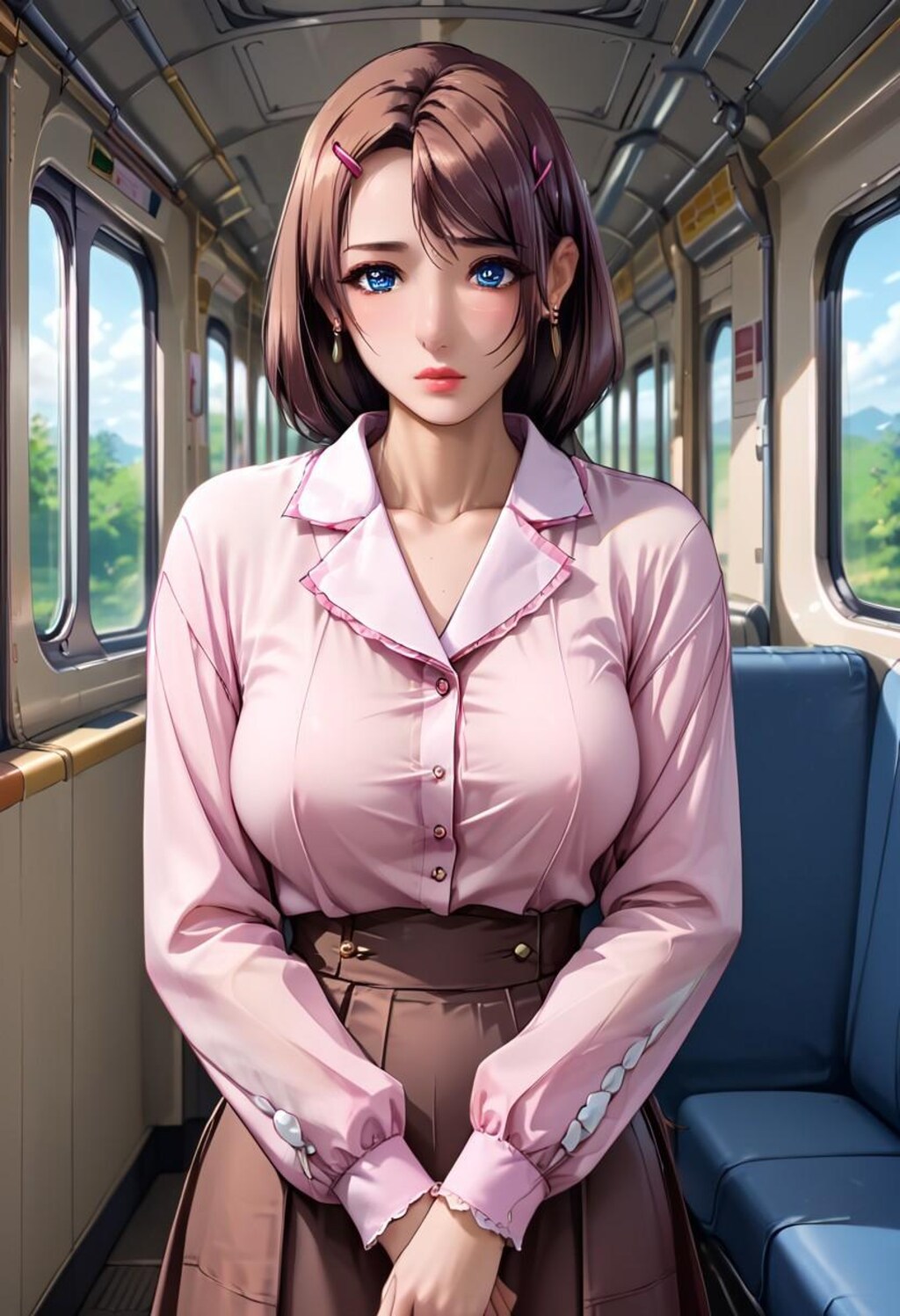 電車内で見つけた爆乳美女