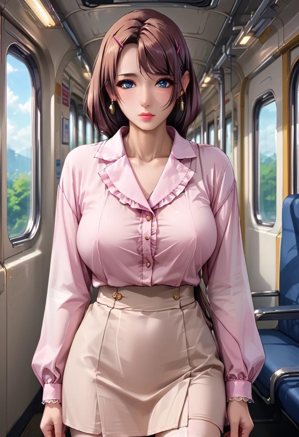 電車内で見つけた爆乳美女