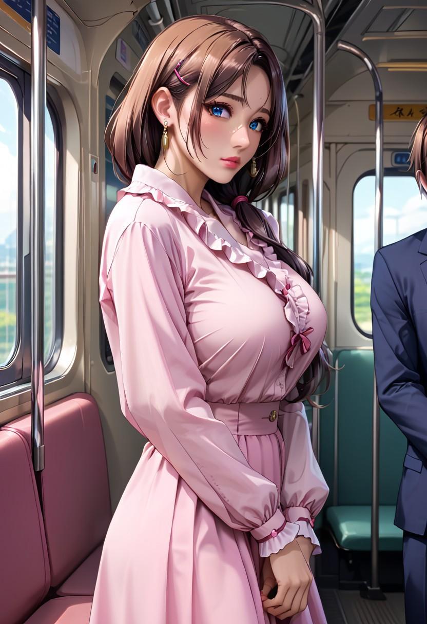電車内で見つけた爆乳美女