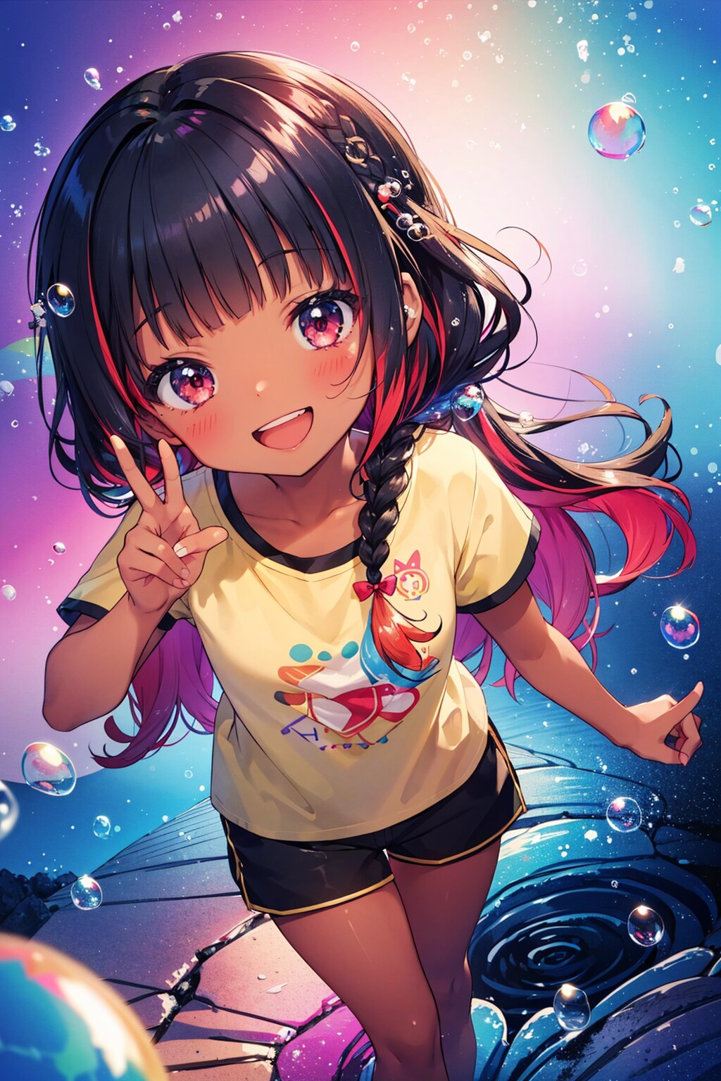 シャボン玉を楽しむ少女
