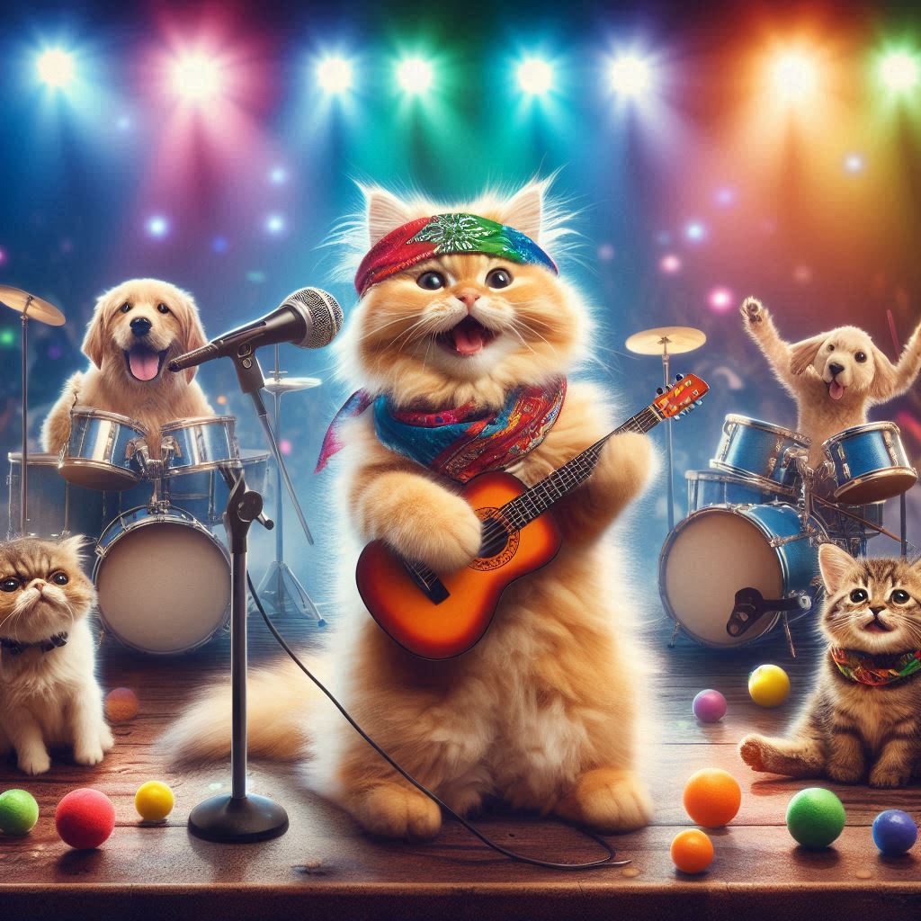 バンド演奏する猫 | の人気AIイラスト・グラビア