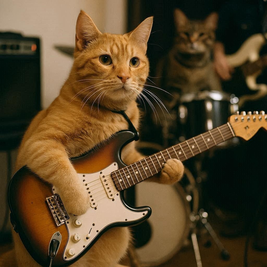 バンド演奏する猫
