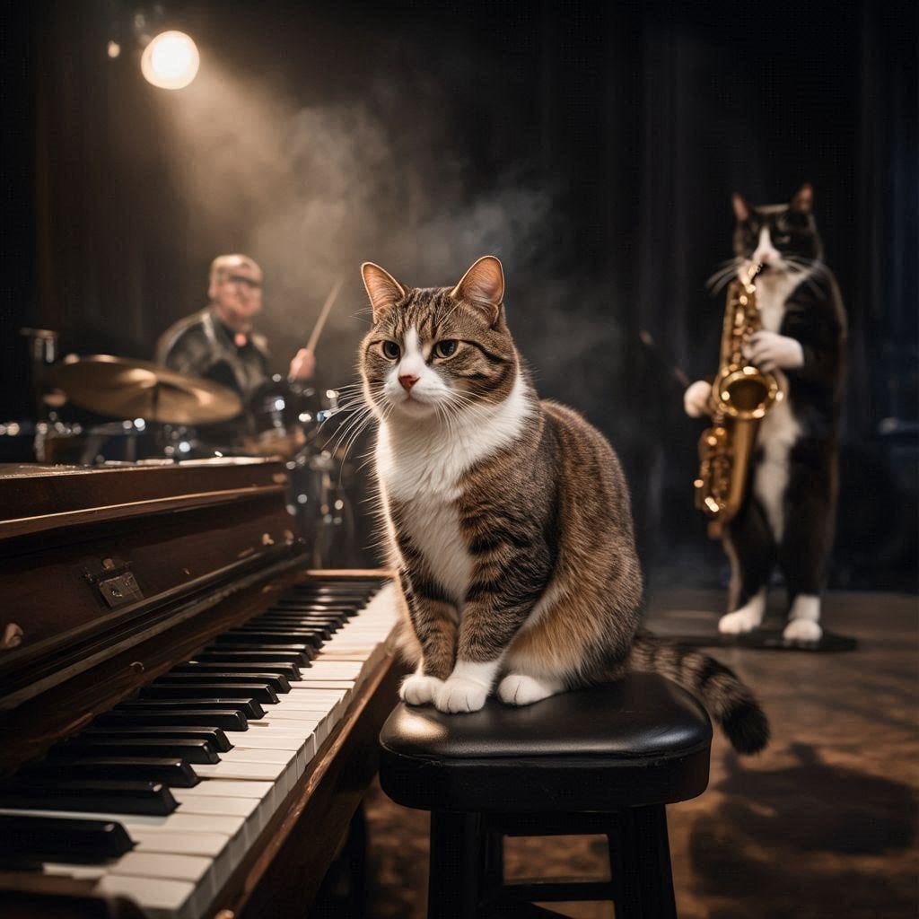 バンド演奏する猫